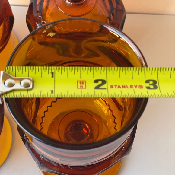 1960s Amber Set of 4 King’s Crown Thumbprint Wine Goblets - Picture 7 of 7